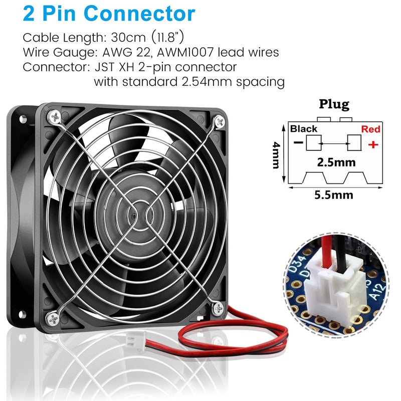 GDSTIME 12V 1238 Cooling Fan, 120mm x 38mm 3000RPM Dual Ball Bearings DC Brushless Fan - Image 3